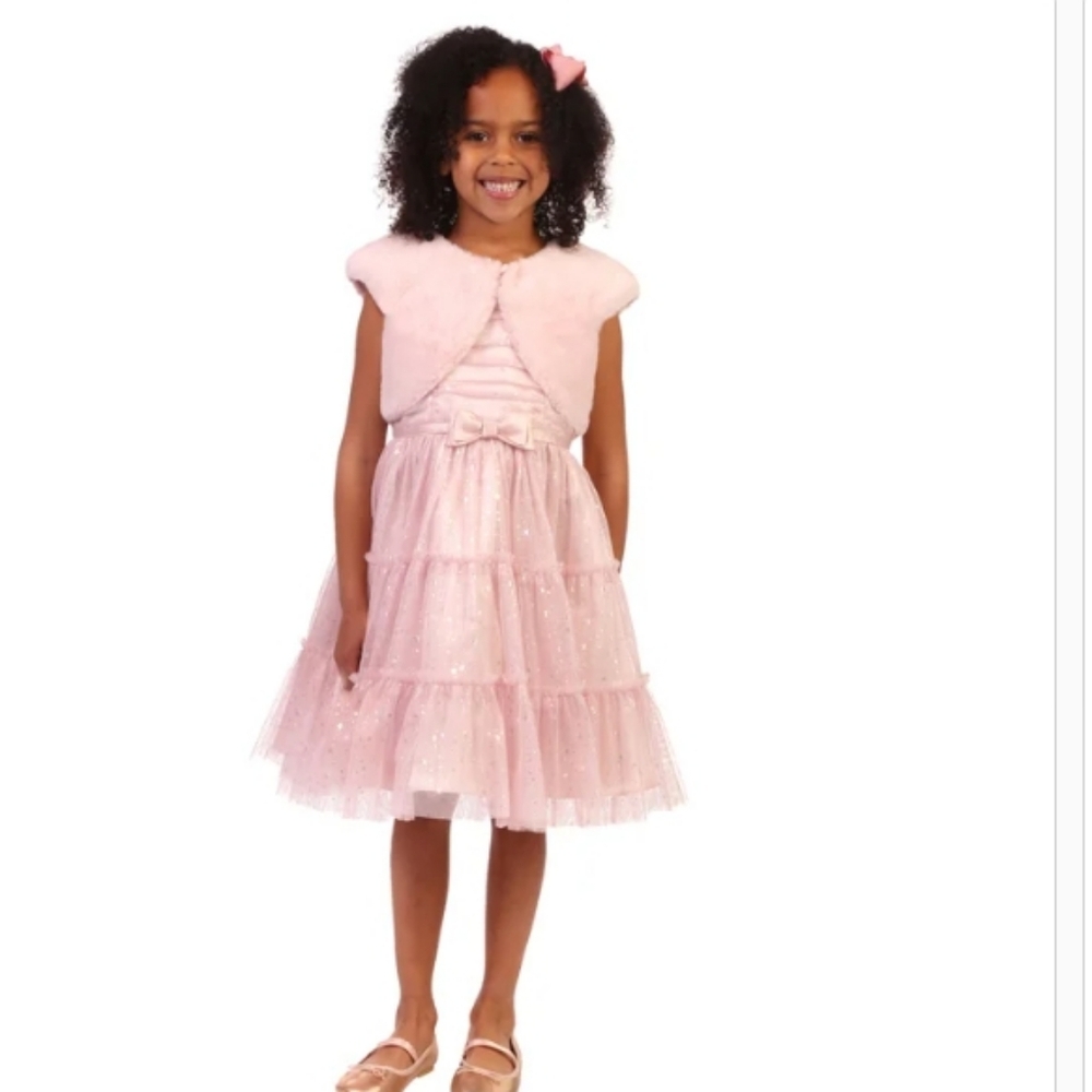 NWT Jona Michelle Girls Pink Tulle Dress with Bolero
